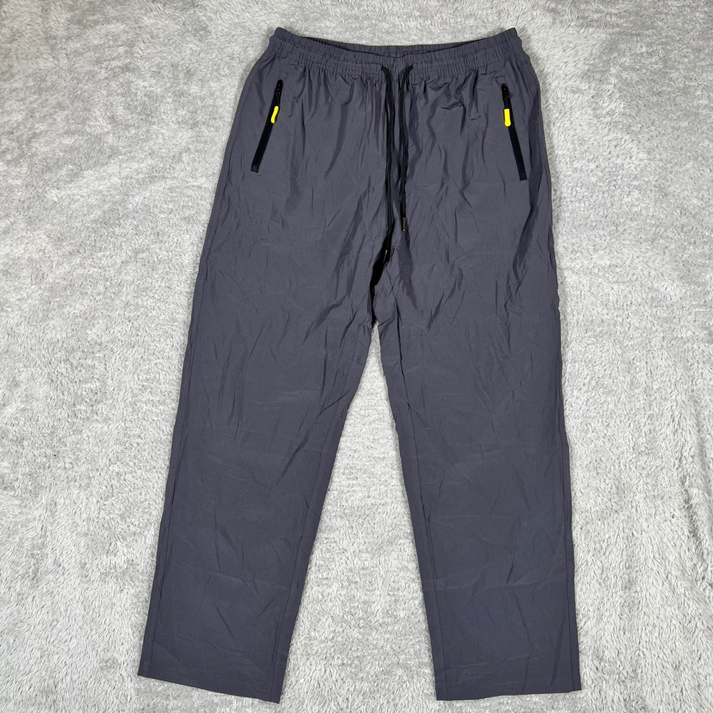 Mens Gray Lightweight Athletic Hiking Pants Stretch Drawstring Waist Size Large